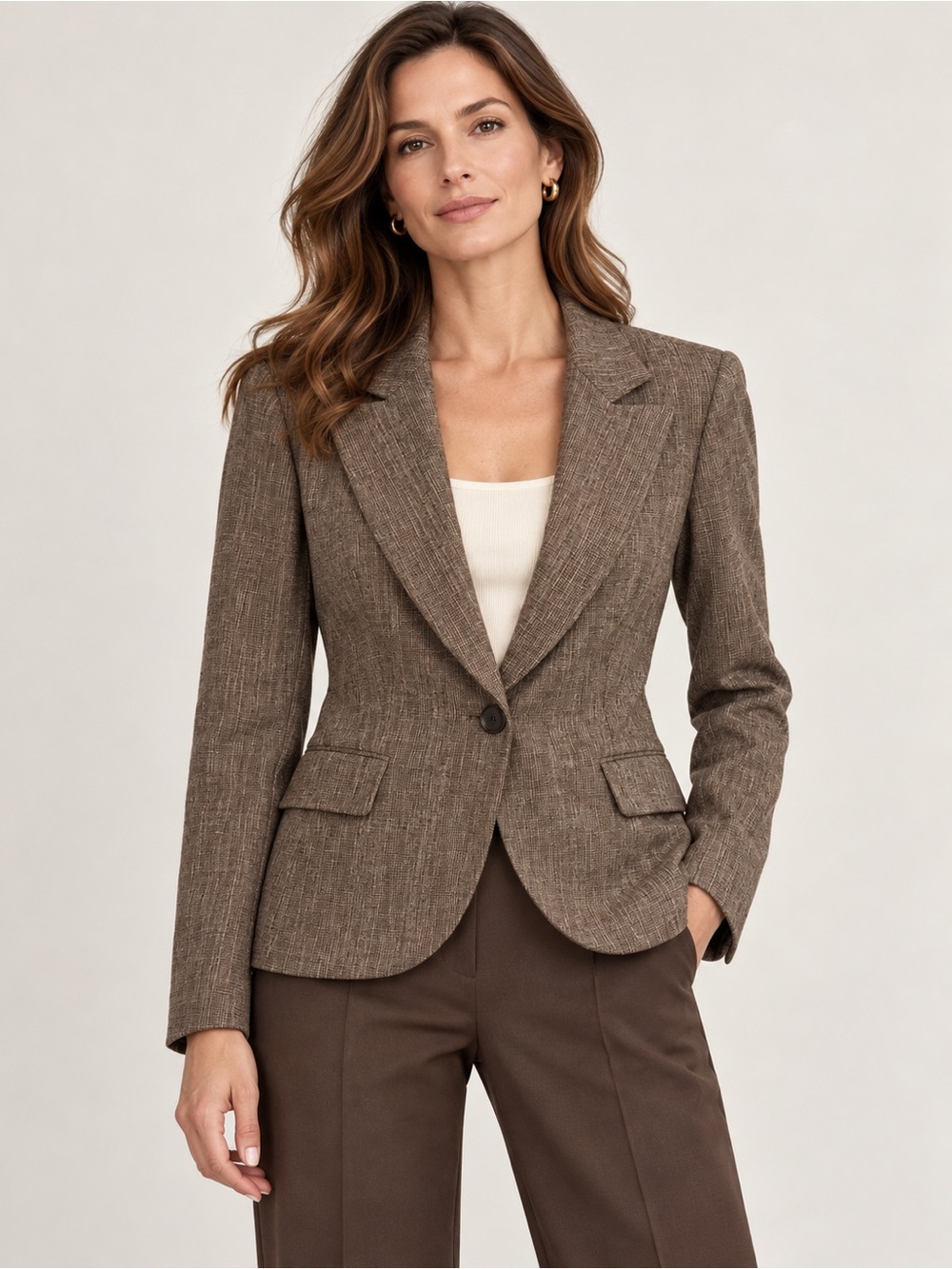 Lafayette 148 New York Women’s 12 Luxury Virgin Wool Blend Blazer Brown Tailored